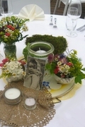 Vintage-Hochzeitsdeko, Tortenplatte, Einmachglas, altes Foto, Vintagefoto, Tischdekoration Vintage